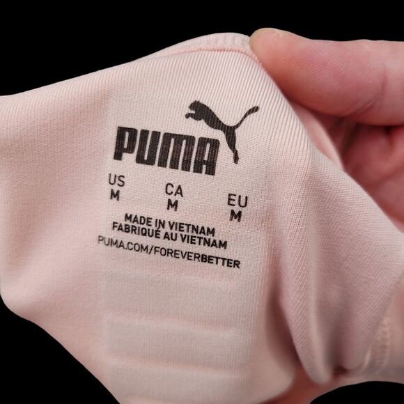 2/$20 Puma Pink With Silver Logo Sport Crop Top Size: M - Picture 5 of 7